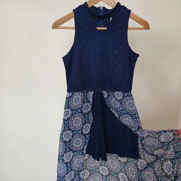 JUSTICE Girls Navy Blue High Neck Romper Dress Size 14 - Picture 3 of 8